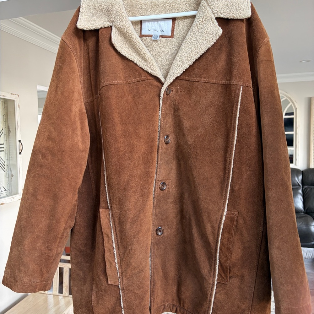Wilsons Leather Brown Suede Jacket with Cream Sherpa
